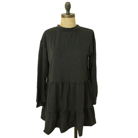 Velvet Torch Nordstrom Mini Tiered Dress XS 3/4 Sleeve French Terry Gray NWT B45 - Picture 1 of 5